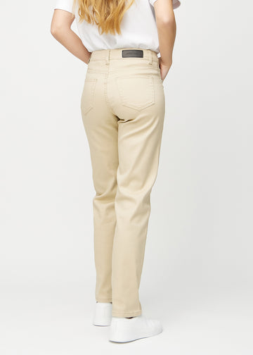 Beige Regular jeans in the color Gazelles, shown from the back on a model.